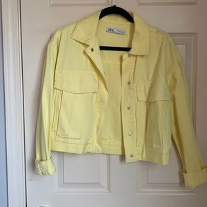 Zara light yellow denim jacket